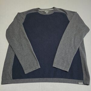 Eddie Bauer Men's Gray Blue Knit Pullover Sweater Crew Neck Size XXL
